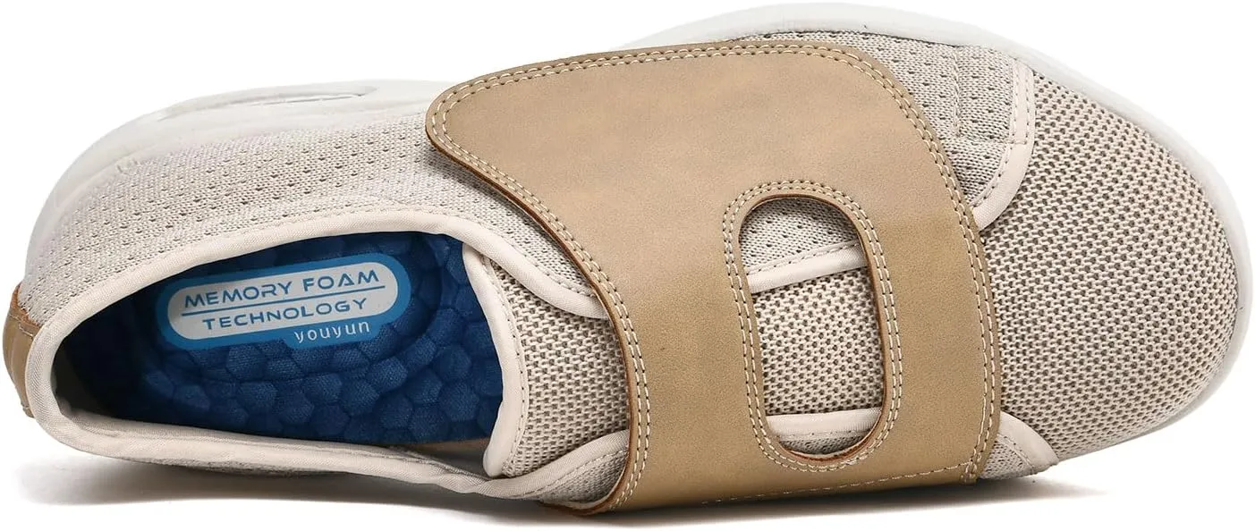 JITUUE Diabetic Shoes for Elderly Men Large Size Wide Adjustable Closure for Men Walking Shoes Edema Plantar Fasciitis Bunions Arthritis Swollen Feet Seniors Tennis Skechers