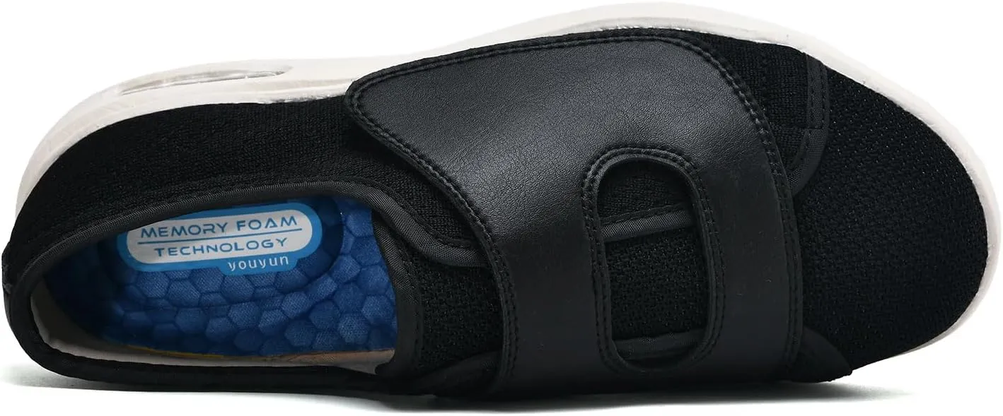 JITUUE Diabetic Shoes for Elderly Men Large Size Wide Adjustable Closure for Men Walking Shoes Edema Plantar Fasciitis Bunions Arthritis Swollen Feet Seniors Tennis Skechers