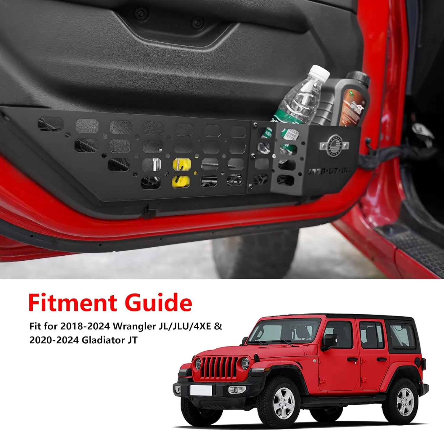 JL Front Door Storage Box, US Flag Metal Front Door Pocket for Wrangler JL/JLU 4XE 2018-2024 & Gladiator JT 2020-2024 Side Insert Organizer Box Pockets