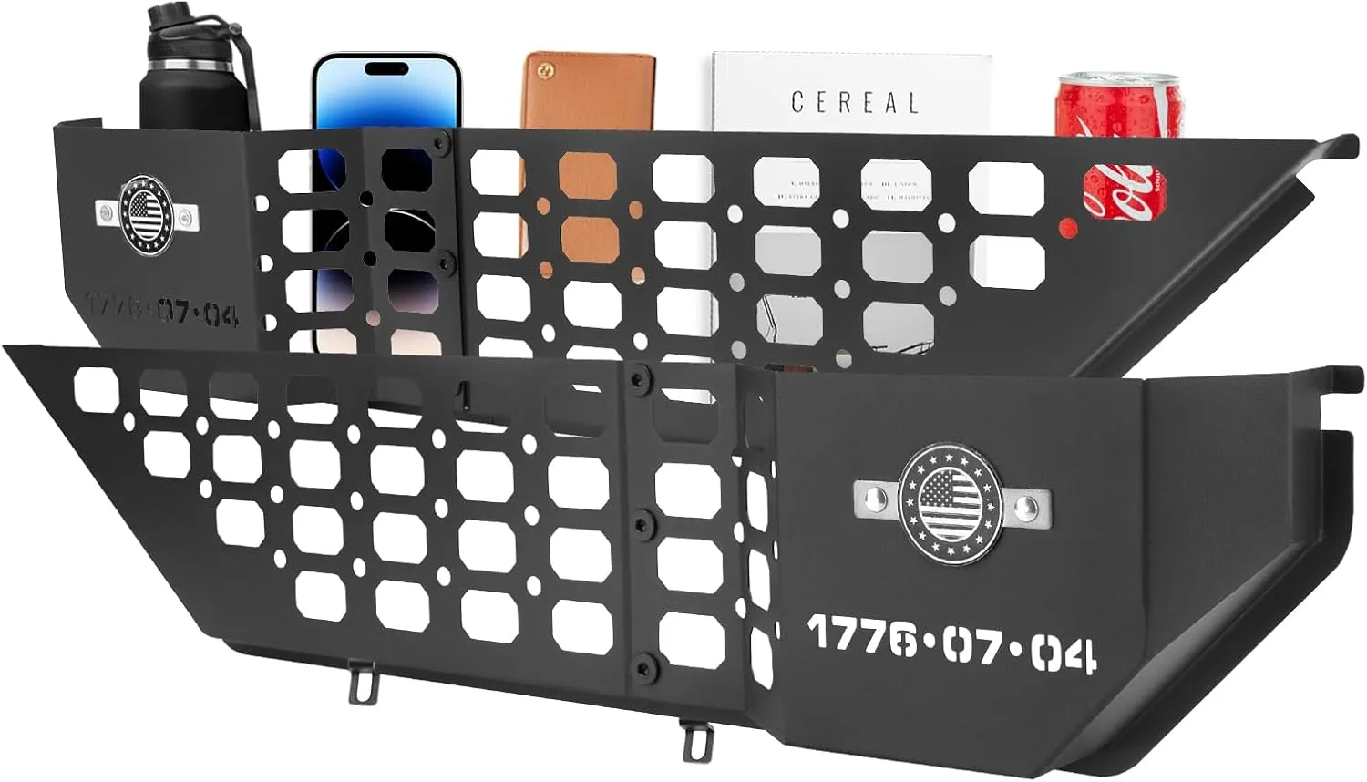 JL Front Door Storage Box, US Flag Metal Front Door Pocket for Wrangler JL/JLU 4XE 2018-2024 & Gladiator JT 2020-2024 Side Insert Organizer Box Pockets