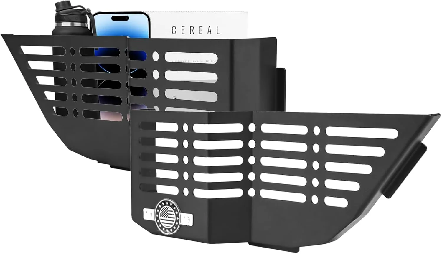 JL Rear Door Storage Box, US Flag Metal Rear Door Pocket for Wrangler JL/JLU 4XE 2018-2024 & Gladiator JT 2020-2024 Side Insert Organizer Box Pockets