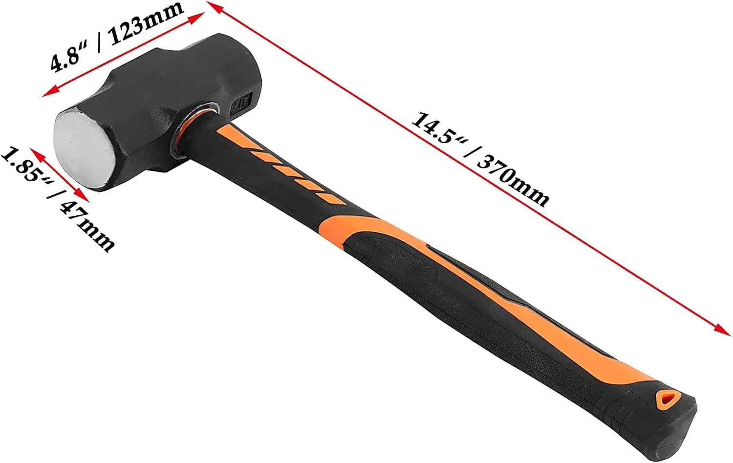 JOIKIT 2 PCS 4lb Sledge Hammer, 14.5 Inch Drilling/Crack Hammer with Forged Steel Head and Shock Reduction Grip, Solid Construction for Demolition Work