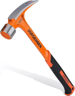 Jorgensen 22 oz Framing Hammer, Straight Claw Hammer with Magnetic Nail Holder, Rip Claw Hammer with Milled Face & Shock Reduction Grip, Heavy Duty One-piece Forged Hammer