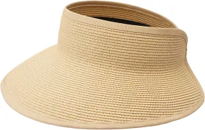 Joywant Sun Visor Hats for Women, Women's Summer Ponytail Foldable Straw Beach Hat with UPF 50 