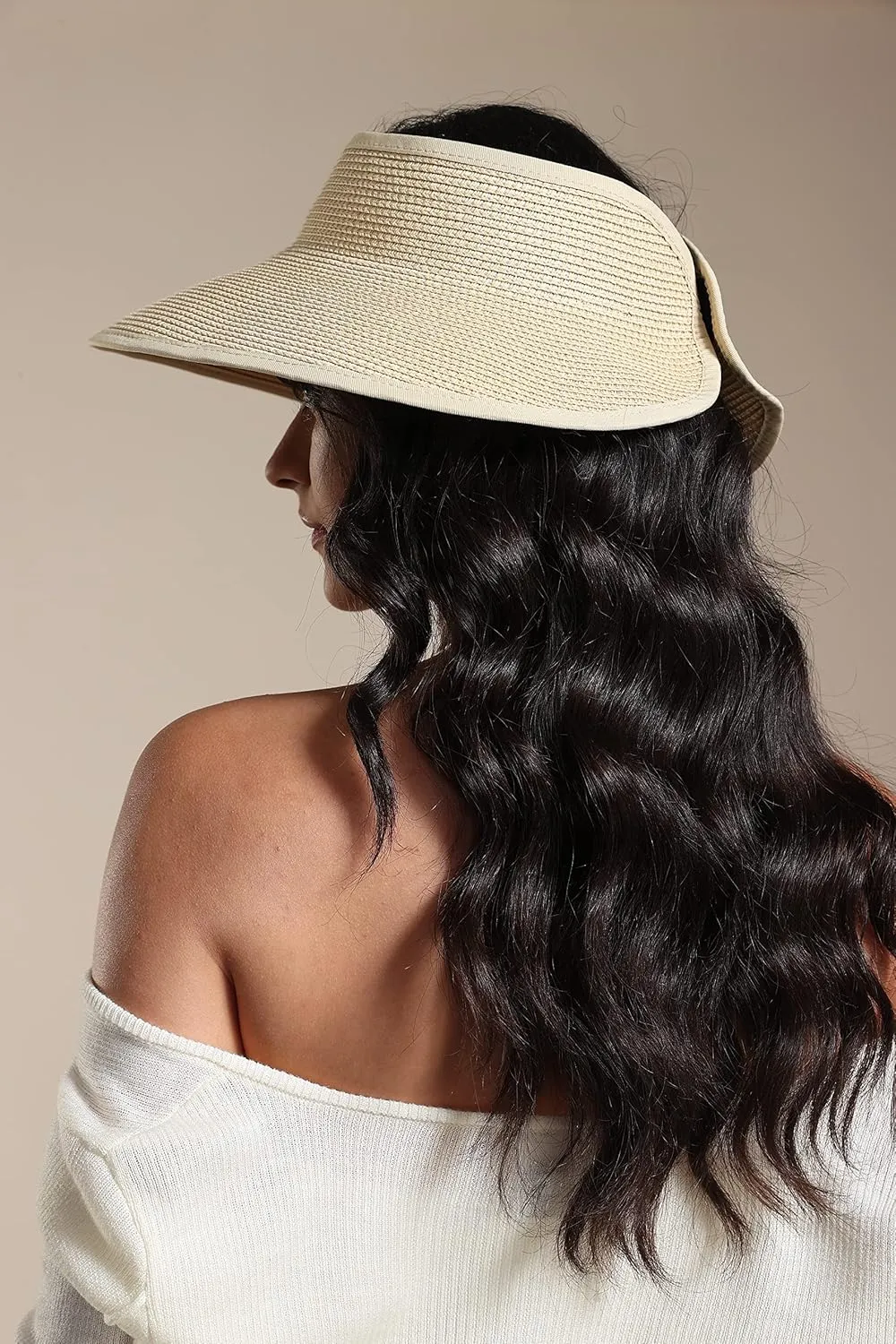 Joywant Sun Visor Hats for Women, Women's Summer Ponytail Foldable Straw Beach Hat with UPF 50 