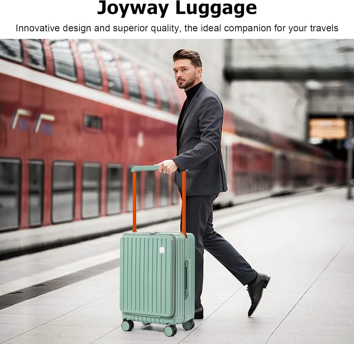 Joyway Hardshell Carry on Luggage Airline Approved with Front Pocket, Lightweight Hardside 20 Inch Suitcase with Spinner Wheels and TSA Lock (Green, Carry on Luggage-20 In)