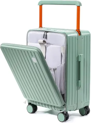 Joyway Hardshell Carry on Luggage Airline Approved with Front Pocket, Lightweight Hardside 20 Inch Suitcase with Spinner Wheels and TSA Lock (Green, Carry on Luggage-20 In)