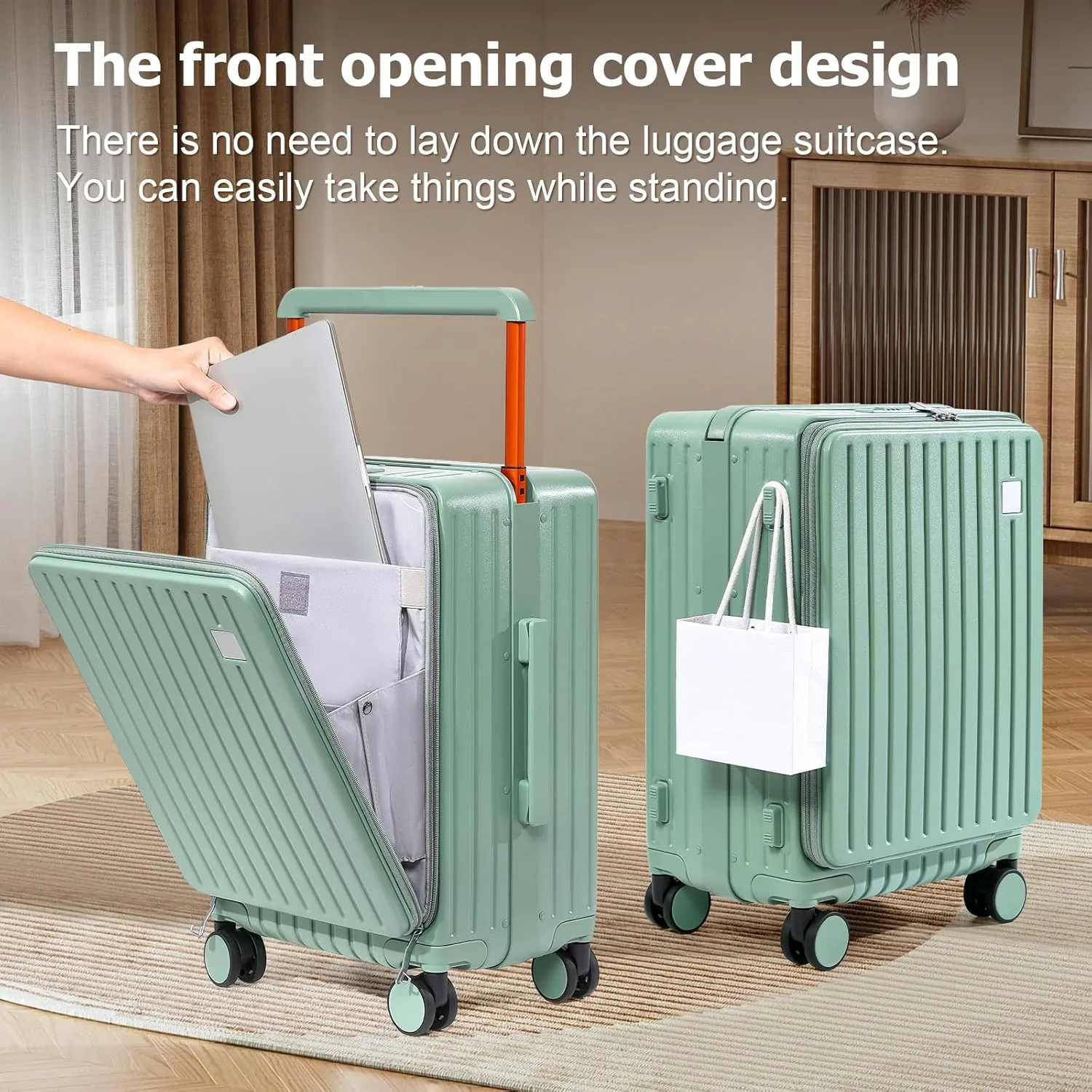 Joyway Hardshell Carry on Luggage Airline Approved with Front Pocket, Lightweight Hardside 20 Inch Suitcase with Spinner Wheels and TSA Lock (Green, Carry on Luggage-20 In)