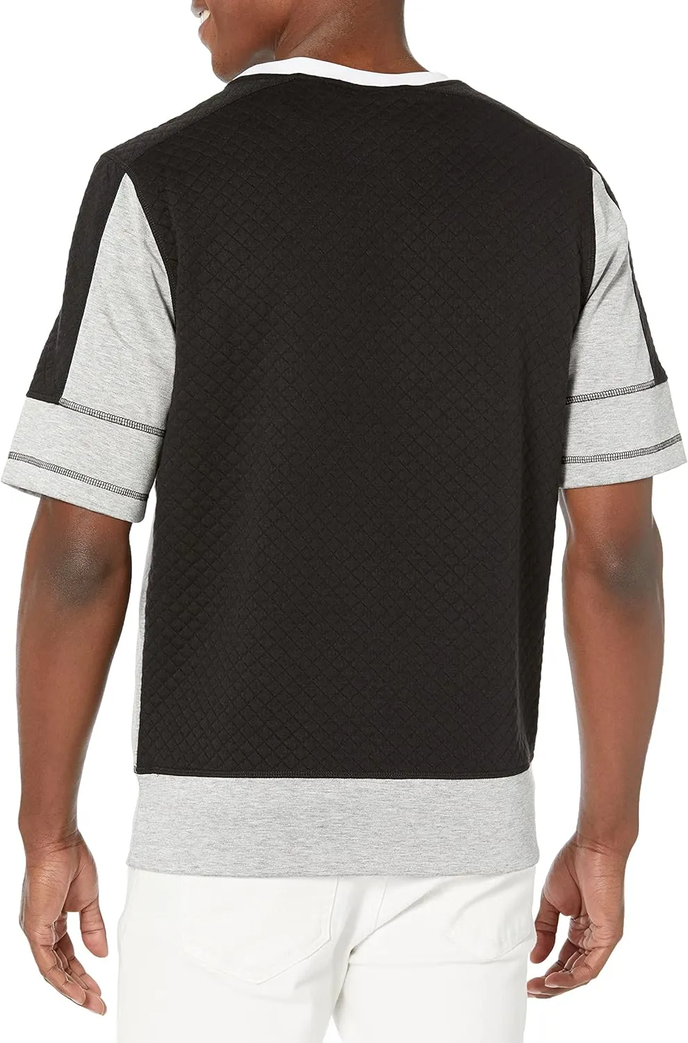KARL LAGERFELD Men's Contrast Fabric Mesh Logo Pullover