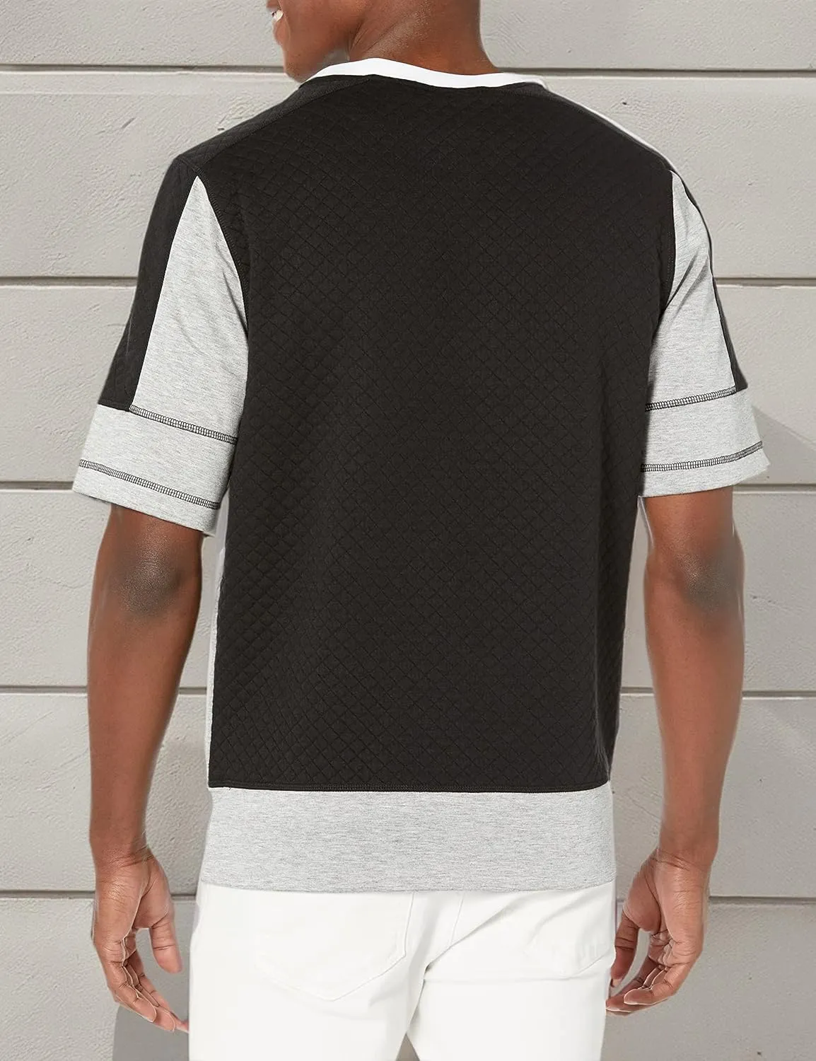 KARL LAGERFELD Men's Contrast Fabric Mesh Logo Pullover