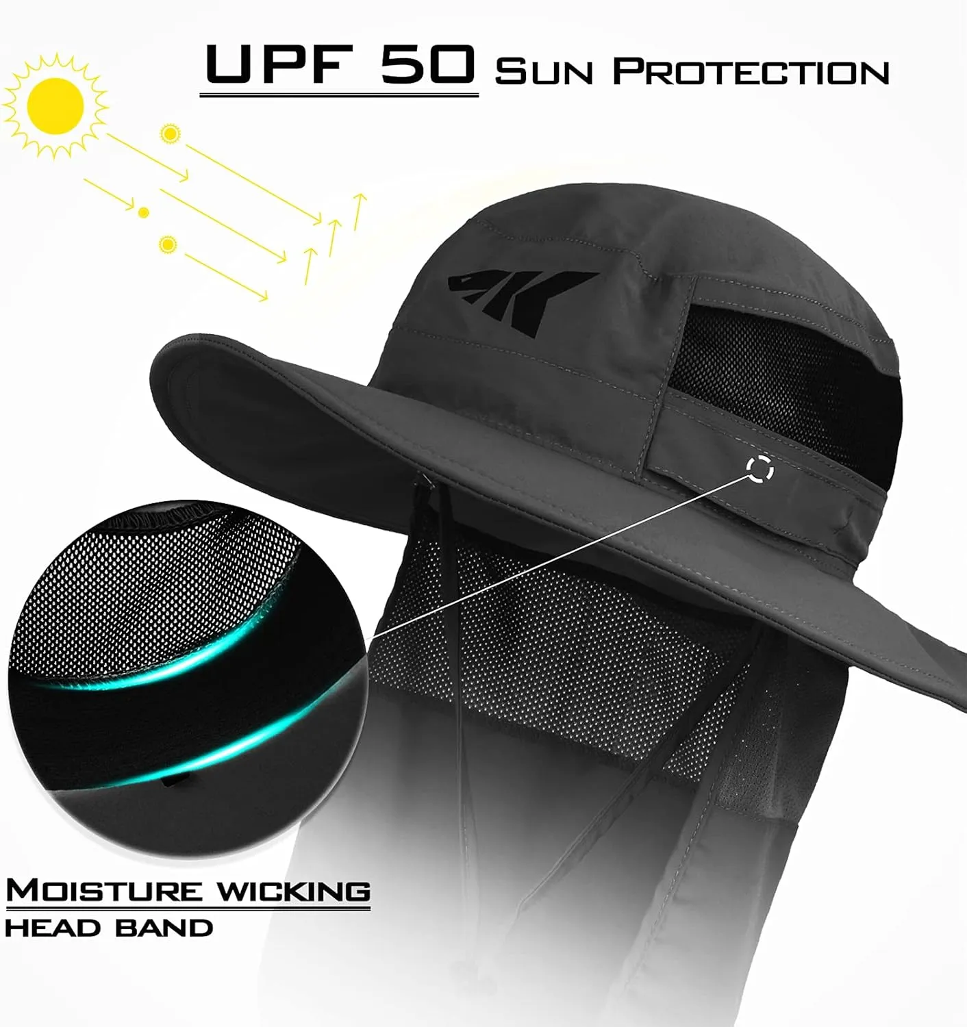 KastKing UPF 50 Boonie Hat Fishing Hat with Removable Neck Flap Sun Hats for Men