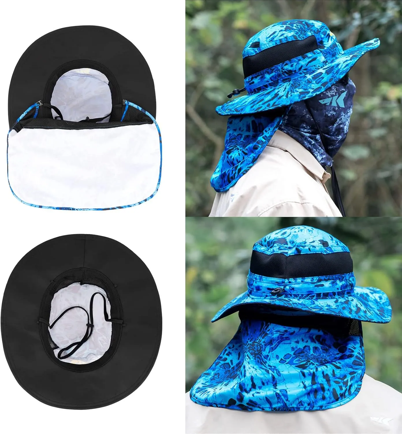 KastKing UPF 50 Boonie Hat Fishing Hat with Removable Neck Flap Sun Hats for Men