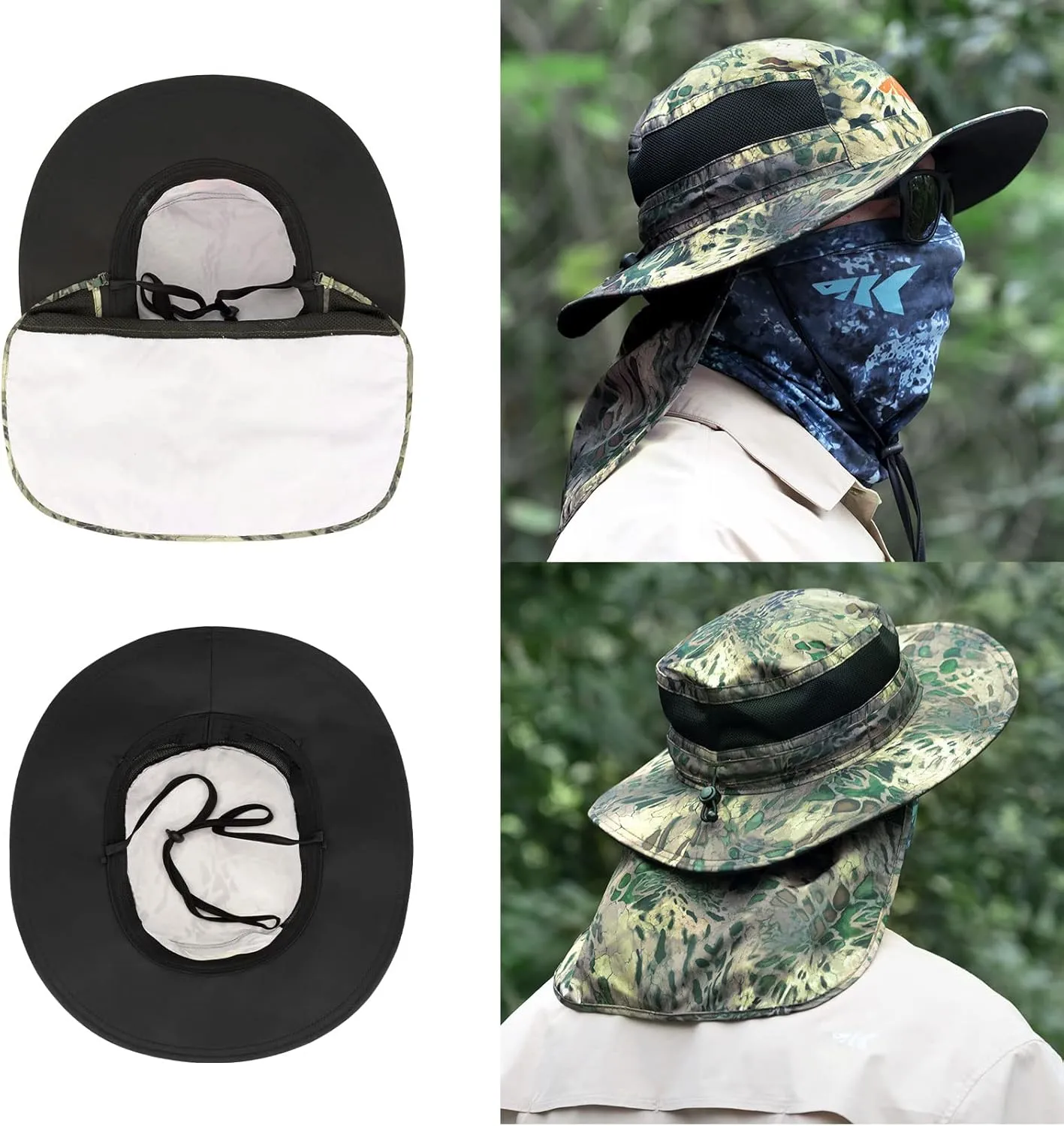 KastKing UPF 50 Boonie Hat Fishing Hat with Removable Neck Flap Sun Hats for Men