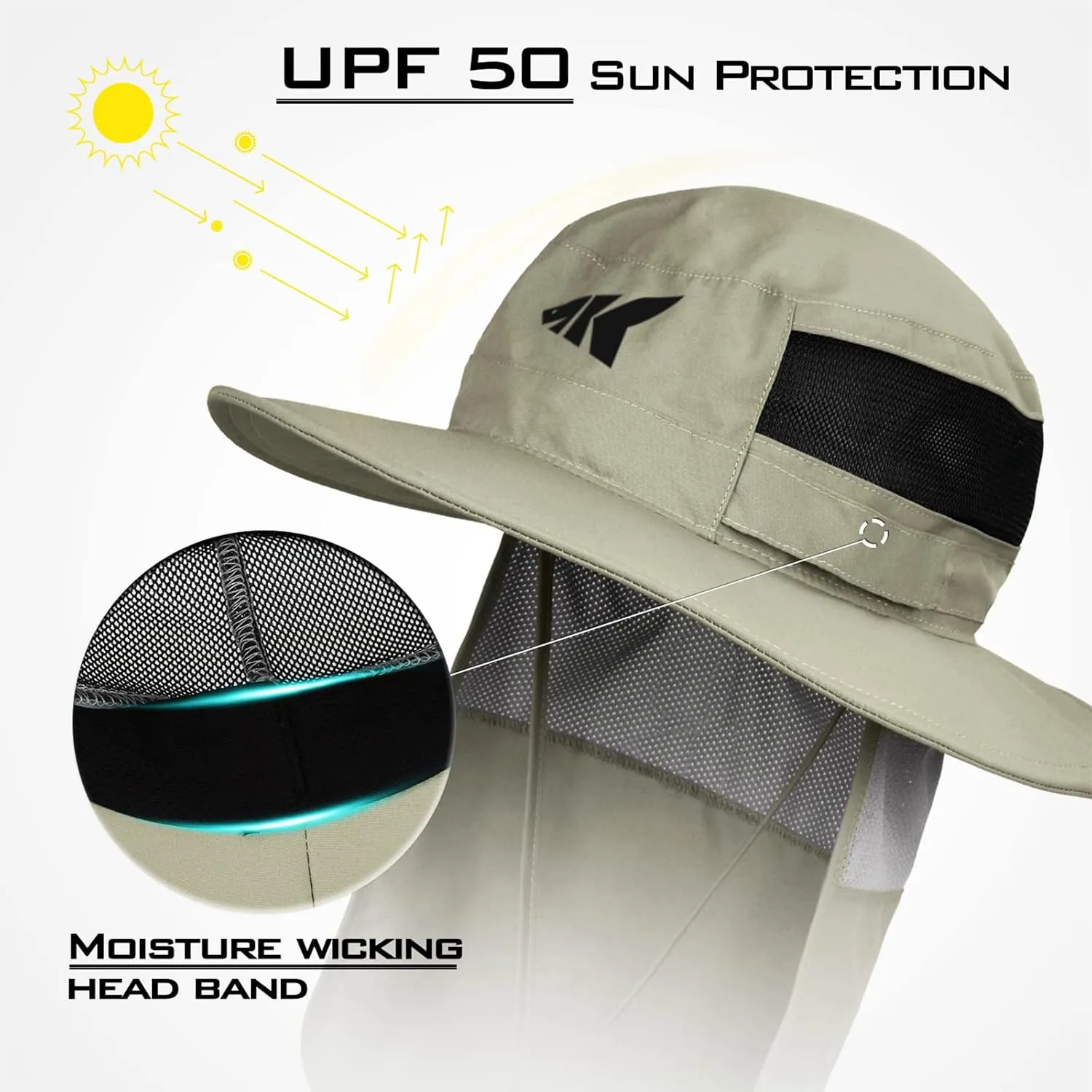 KastKing UPF 50 Boonie Hat Fishing Hat with Removable Neck Flap Sun Hats for Men