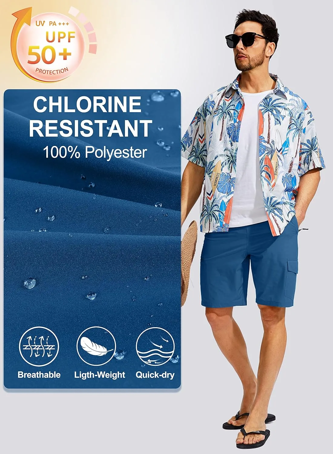 Kayrth Men's Swim Trunks Quick Dry Board Shorts with 5 Pockets Swimsuit Swimwear for Men - No Mesh Liner