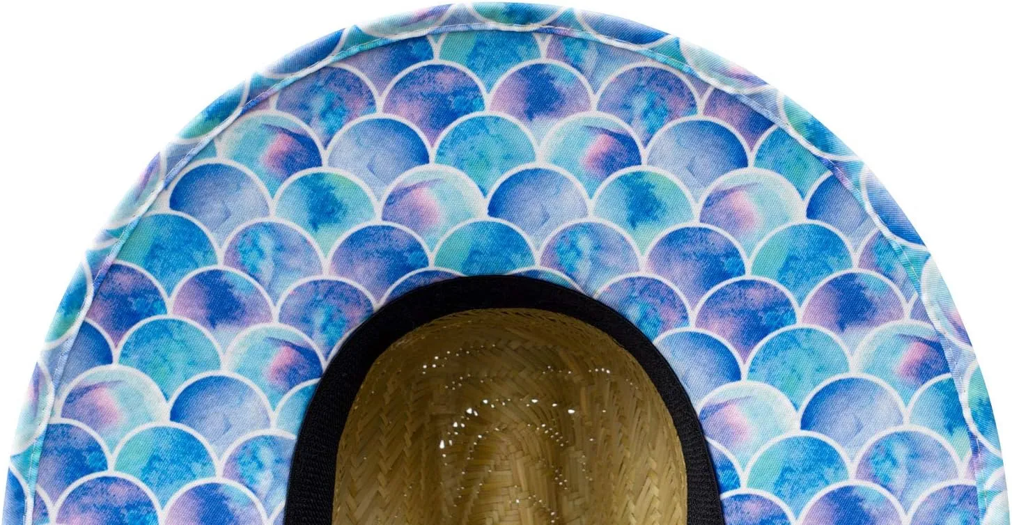 KC Republic Fabric Pattern Print Straw Kids Girls Sunhat, Ages 3 , Lifeguard Hat, Beach, Swim, Fishing, Fits All, Malabar Hat