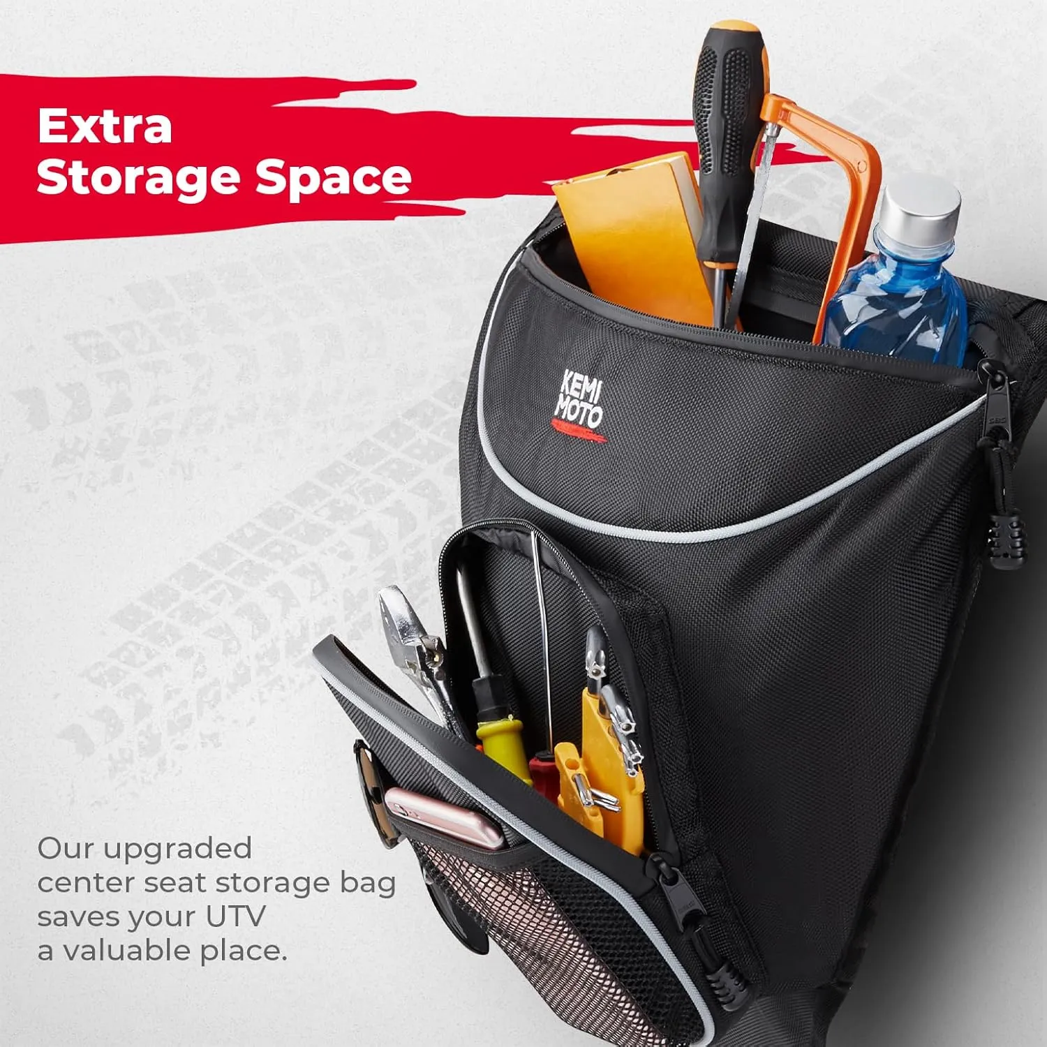 KEMIMOTO UTV Center Storage Bag UTV Cab Pack Center Seat Bag Compatible with Polaris RZR XP 1000 Turbo S 900 570 800 Storage Accessories 1680D High-Density with Multiple Pockets and Easy Install