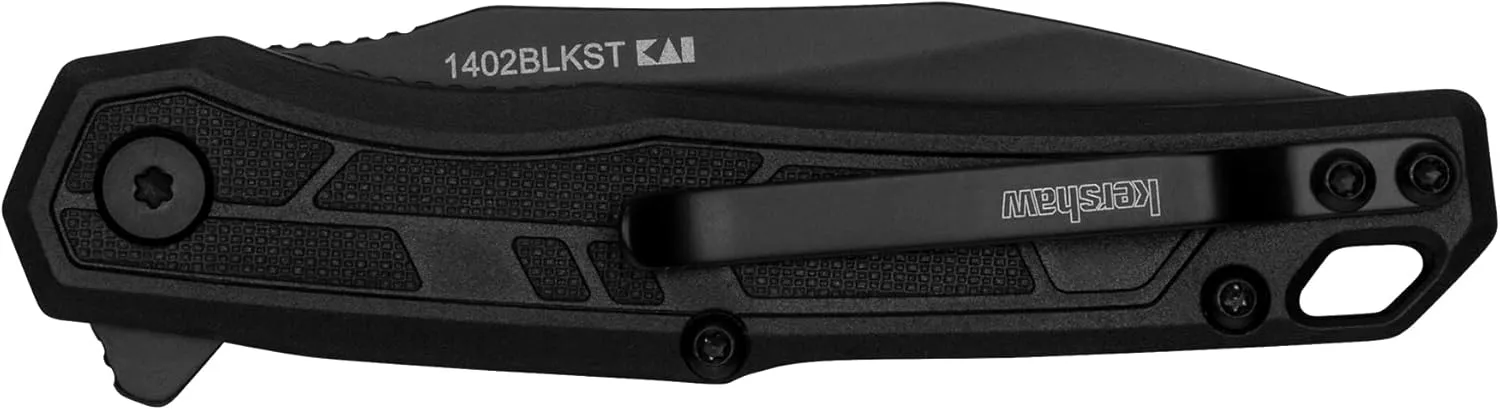 Kershaw Appa Folding Serrated Tactical Pocket Knife, Assisted Opening, 2.75 inch Serrated Black Blade and Handle, Small, Lightweight Every Day Carry