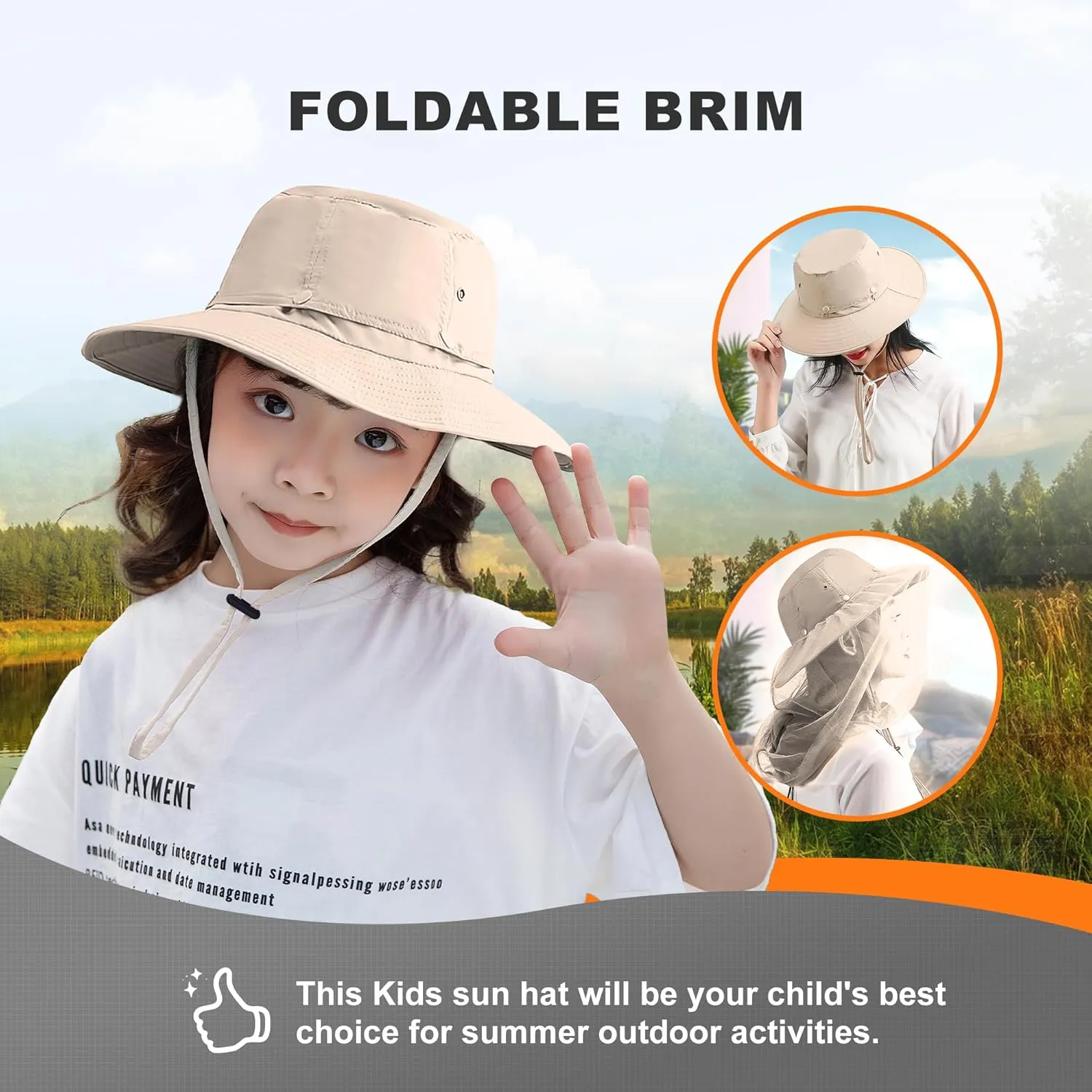 Kids Mosquito Head Net Hat - Bug Cap UPF 50  Sun Protection for Beekeeping Garden Fishing