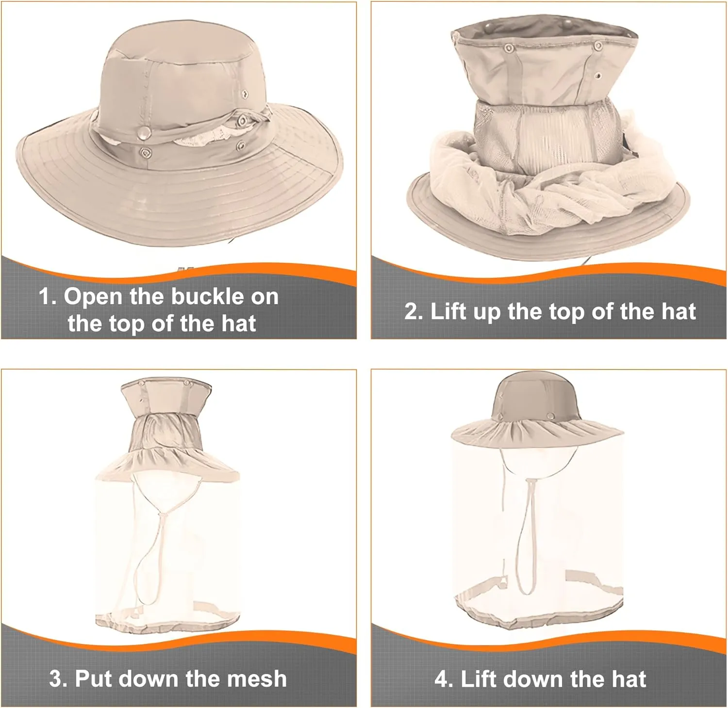 Kids Mosquito Head Net Hat - Bug Cap UPF 50  Sun Protection for Beekeeping Garden Fishing