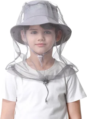 Kids Mosquito Head Net Hat - Bug Cap UPF 50  Sun Protection for Beekeeping Garden Fishing