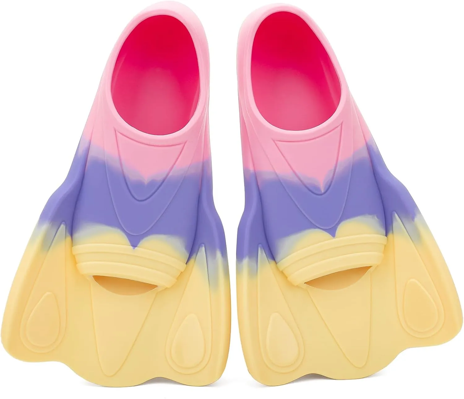 Kids Swim Training Fins, Comfortable Silicone Short Fins for Lap Swimming Flippers, Travel Size Flipper for Kids with Mesh Bag