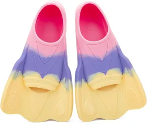 Kids Swim Training Fins, Comfortable Silicone Short Fins for Lap Swimming Flippers, Travel Size Flipper for Kids with Mesh Bag