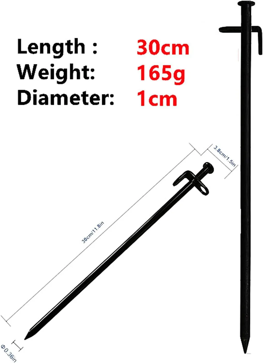 KK5 Tent Stakes Heavy Duty - 4pcs Forged Steel 11.8” Camping Stakes Tent Pegs Unbreakable & Inflexible Steel Ground Stakes Tent for Outdoor Trip Hiking Gardening