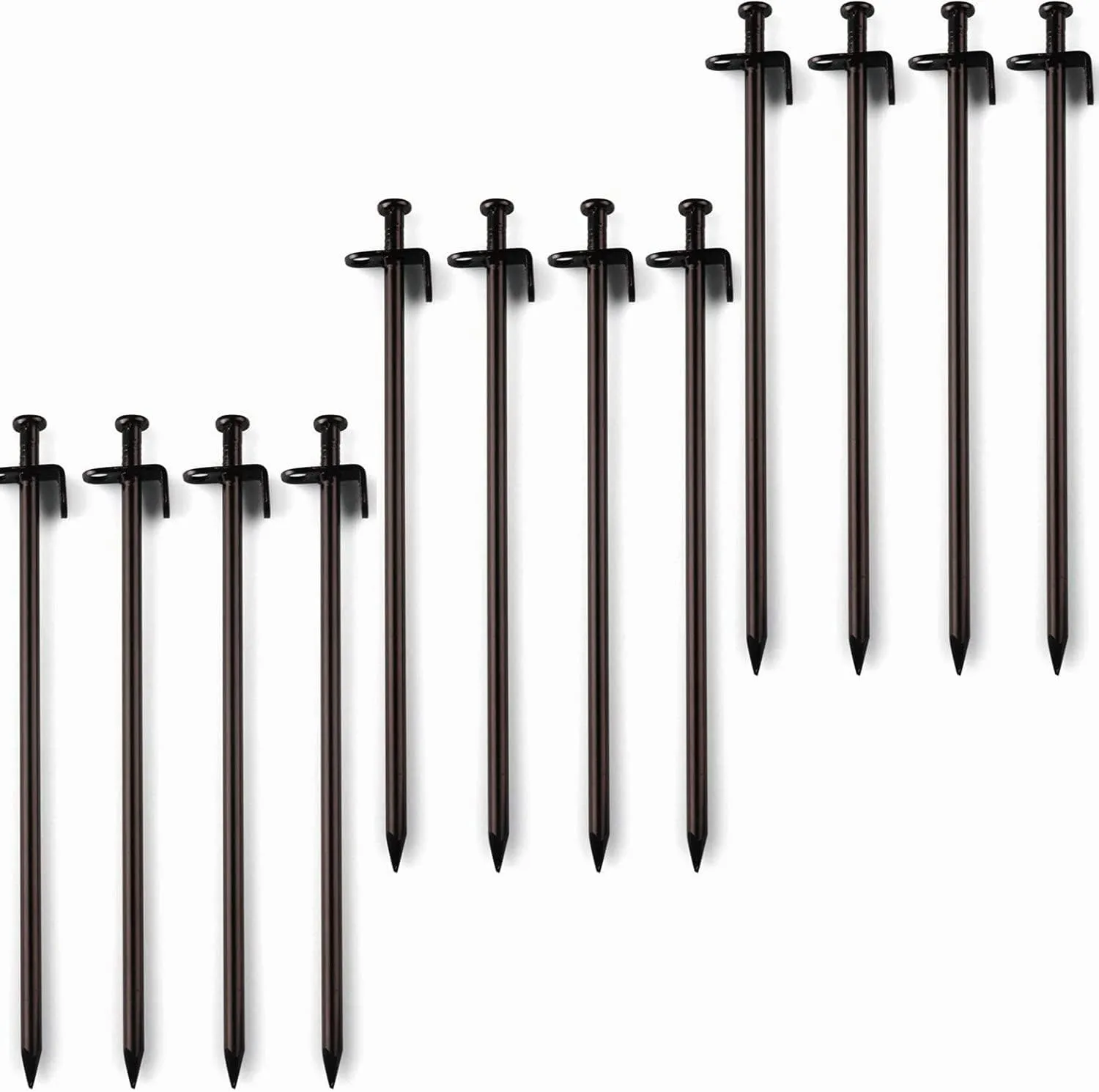 KK5 Tent Stakes Heavy Duty - 4pcs Forged Steel 11.8” Camping Stakes Tent Pegs Unbreakable & Inflexible Steel Ground Stakes Tent for Outdoor Trip Hiking Gardening