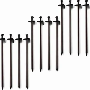 KK5 Tent Stakes Heavy Duty - 4pcs Forged Steel 11.8” Camping Stakes Tent Pegs Unbreakable & Inflexible Steel Ground Stakes Tent for Outdoor Trip Hiking Gardening