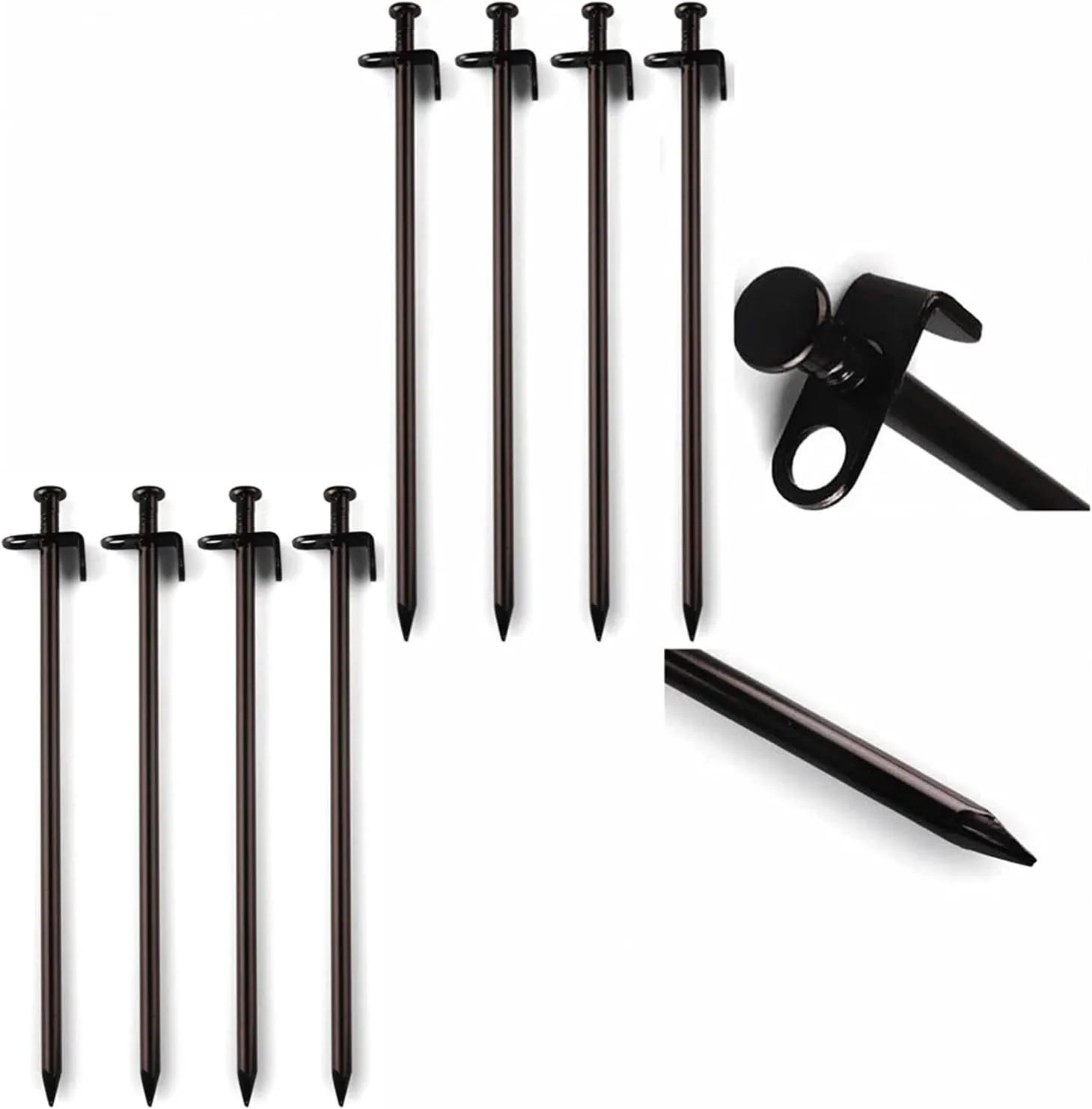 KK5 Tent Stakes Heavy Duty - 4pcs Forged Steel 11.8” Camping Stakes Tent Pegs Unbreakable & Inflexible Steel Ground Stakes Tent for Outdoor Trip Hiking Gardening