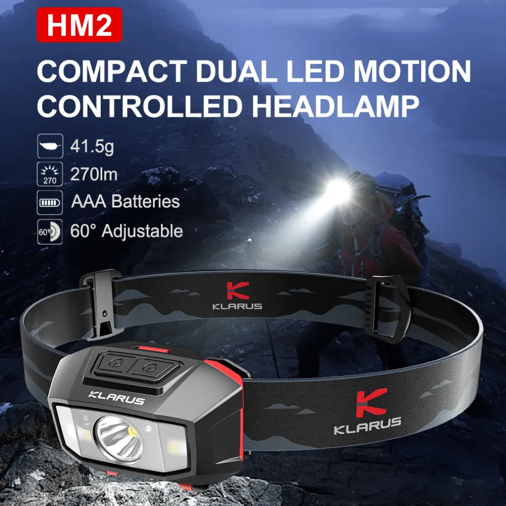 Klarus HM2 Compact Dual LED Motion Controlled Headlamp