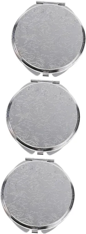 KOHARA 3 Pcs Vanity Mirror Small Cosmetic Mirror Personal Makeup Mirrors Compact Cosmetic Mirror Pocket Makeup Mirror Mini Mirrors Handheld Makeup Mirror Travel Magnifier Metal Clamshell