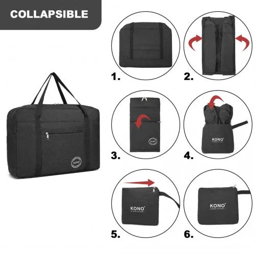 Kono Foldable Waterproof Storage Cabin Travel Handbag - Black
