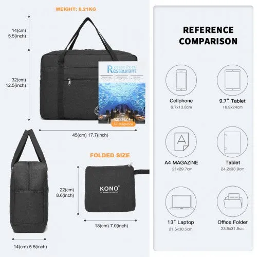 Kono Foldable Waterproof Storage Cabin Travel Handbag - Black