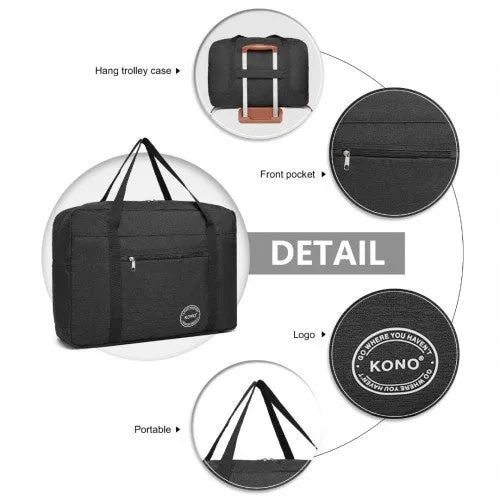 Kono Foldable Waterproof Storage Cabin Travel Handbag - Black