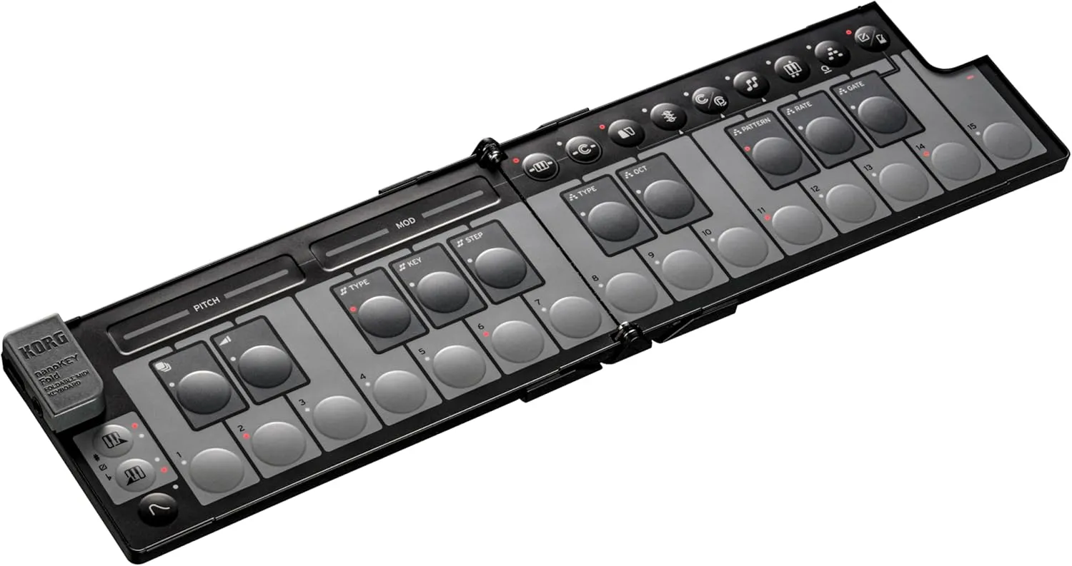Korg nanoKEY Fold - 25-Key Foldable MIDI Keyboard Controller with USB-C and TRS-MIDI - Black