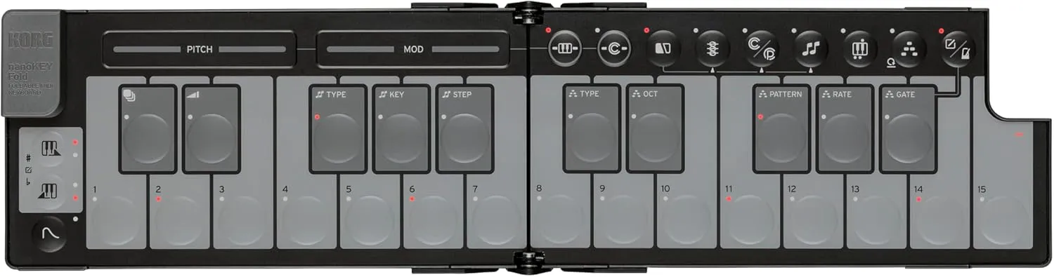 Korg nanoKEY Fold - 25-Key Foldable MIDI Keyboard Controller with USB-C and TRS-MIDI - Black