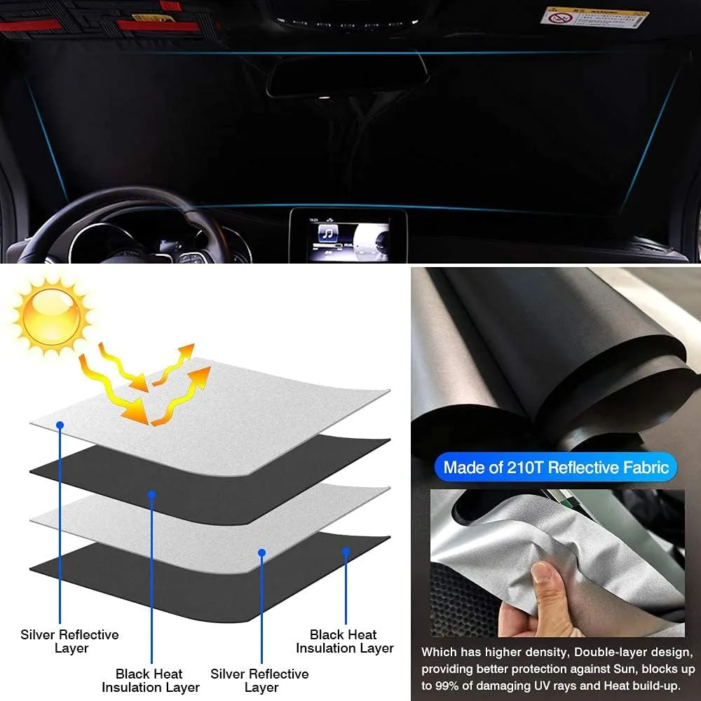 KUST Windshield Sun Shade for 2019-2025 Cadillac XT4 Accessories Window Sun Visor Protector Foldable Blocks UV Rays Keep Your Car Cool
