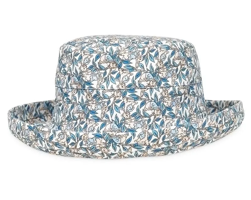 Ladies floral print turn up brim sun hat