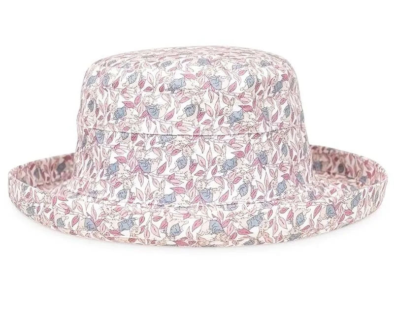 Ladies floral print turn up brim sun hat