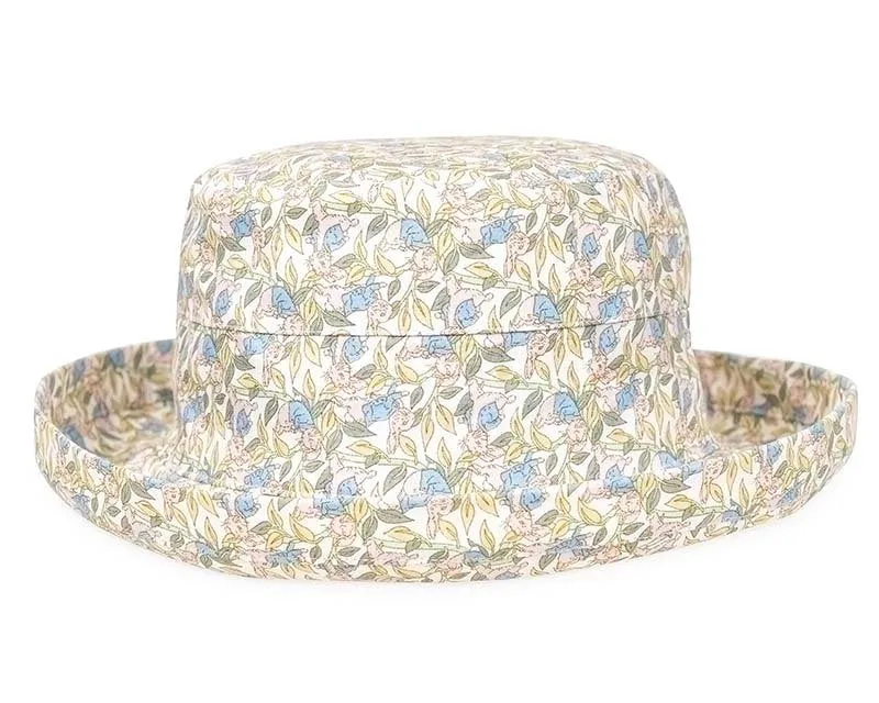 Ladies floral print turn up brim sun hat