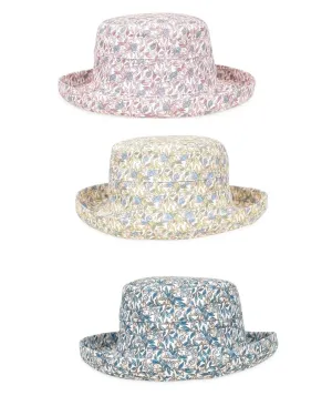 Ladies floral print turn up brim sun hat