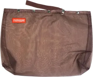 Large 5 Snaps Mesh Travel Knitting Bag with Snap Opening, Lightweight Nylon Storage Pouch for Yarns, Needles and Accessories (Brown)