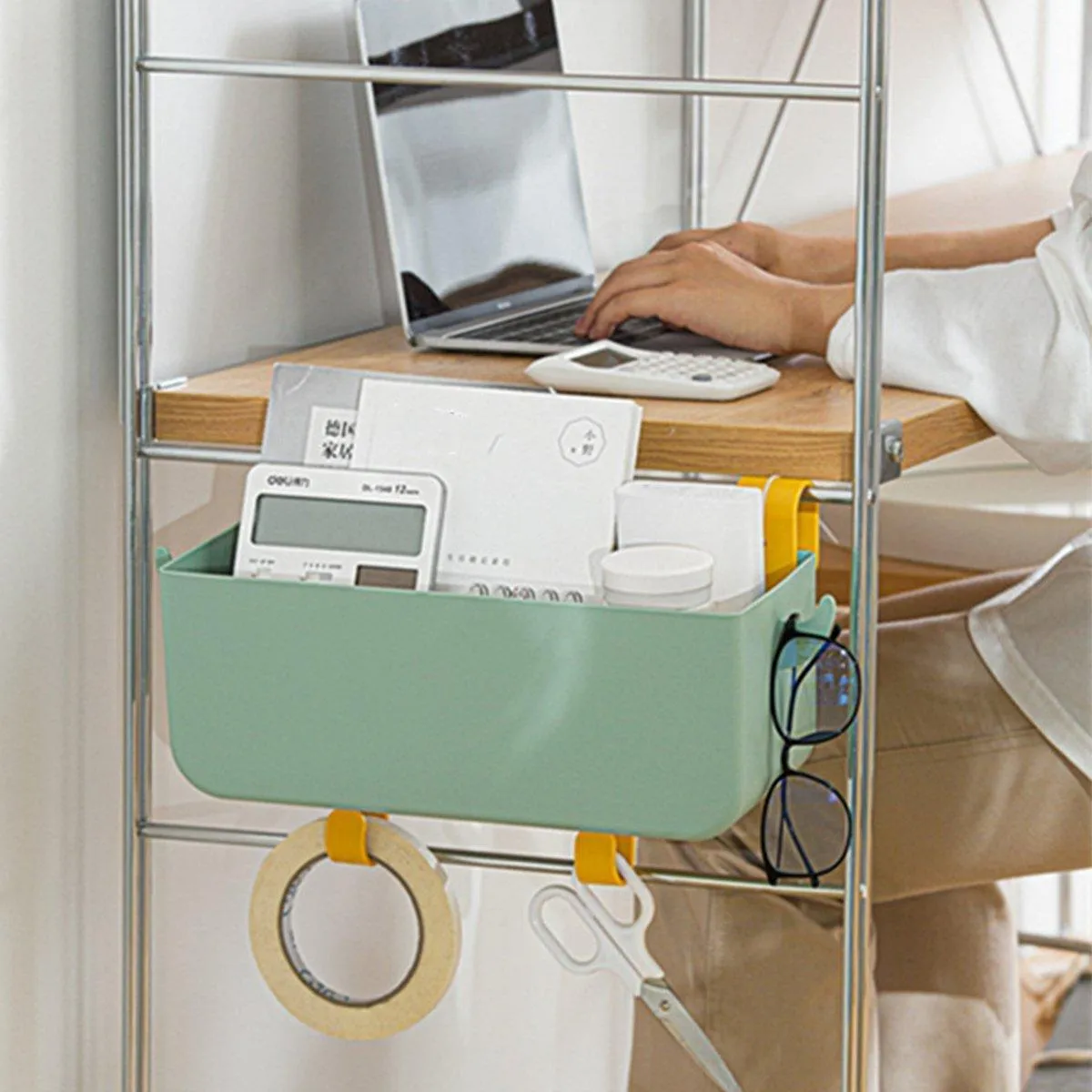 Large Capacity Bedside Hanging Storage Basket Dormitory Organizer with Hook