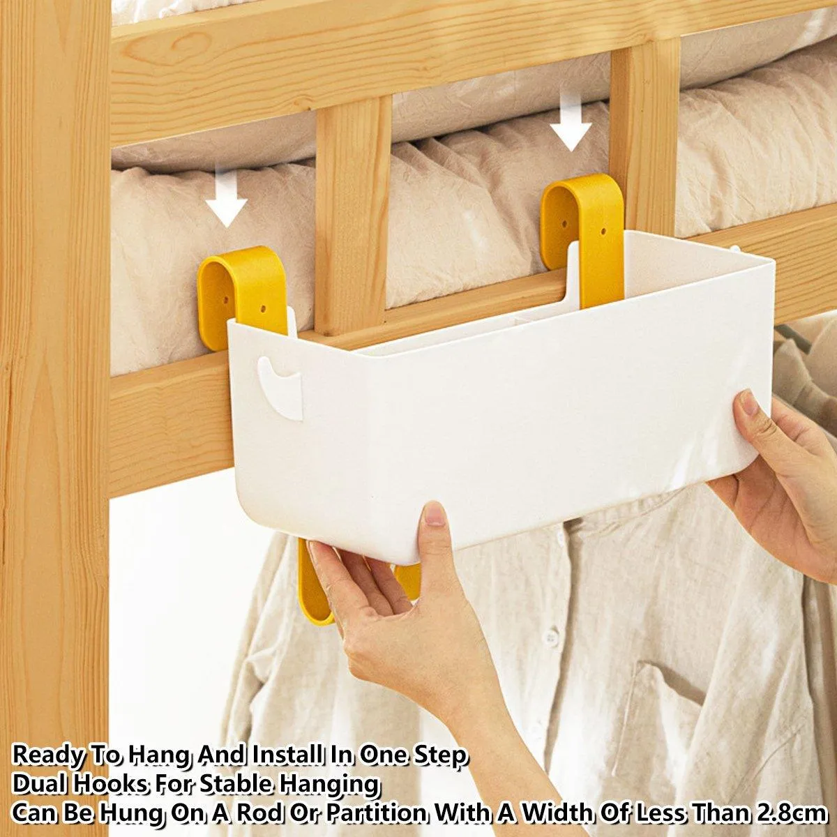 Large Capacity Bedside Hanging Storage Basket Dormitory Organizer with Hook