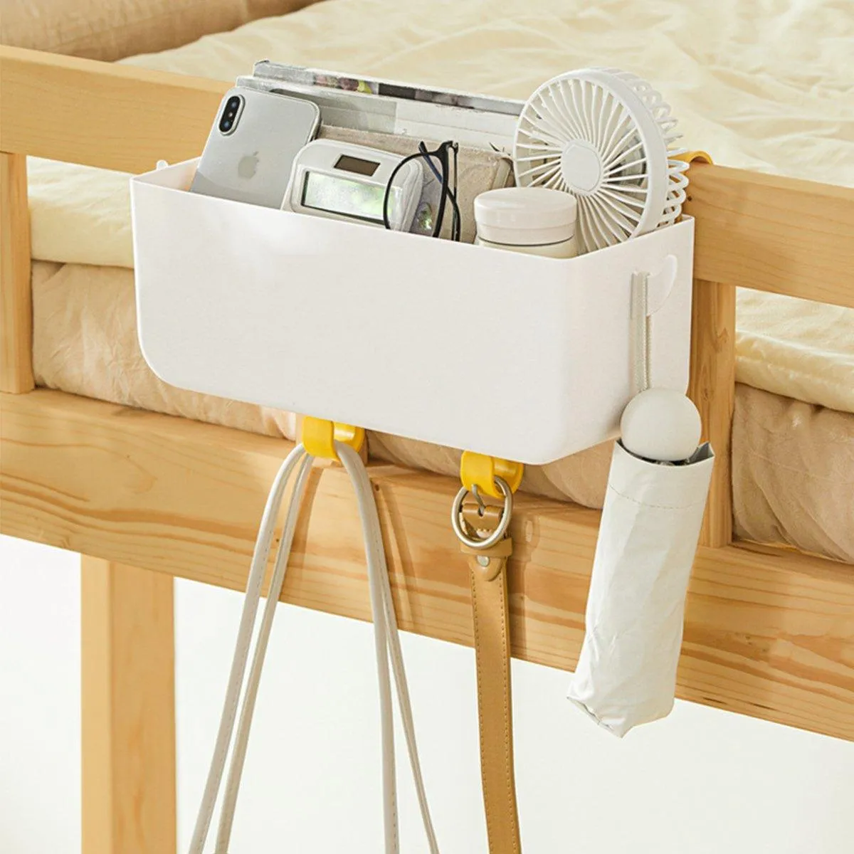 Large Capacity Bedside Hanging Storage Basket Dormitory Organizer with Hook
