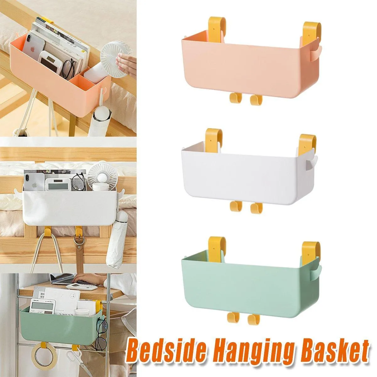 Large Capacity Bedside Hanging Storage Basket Dormitory Organizer with Hook