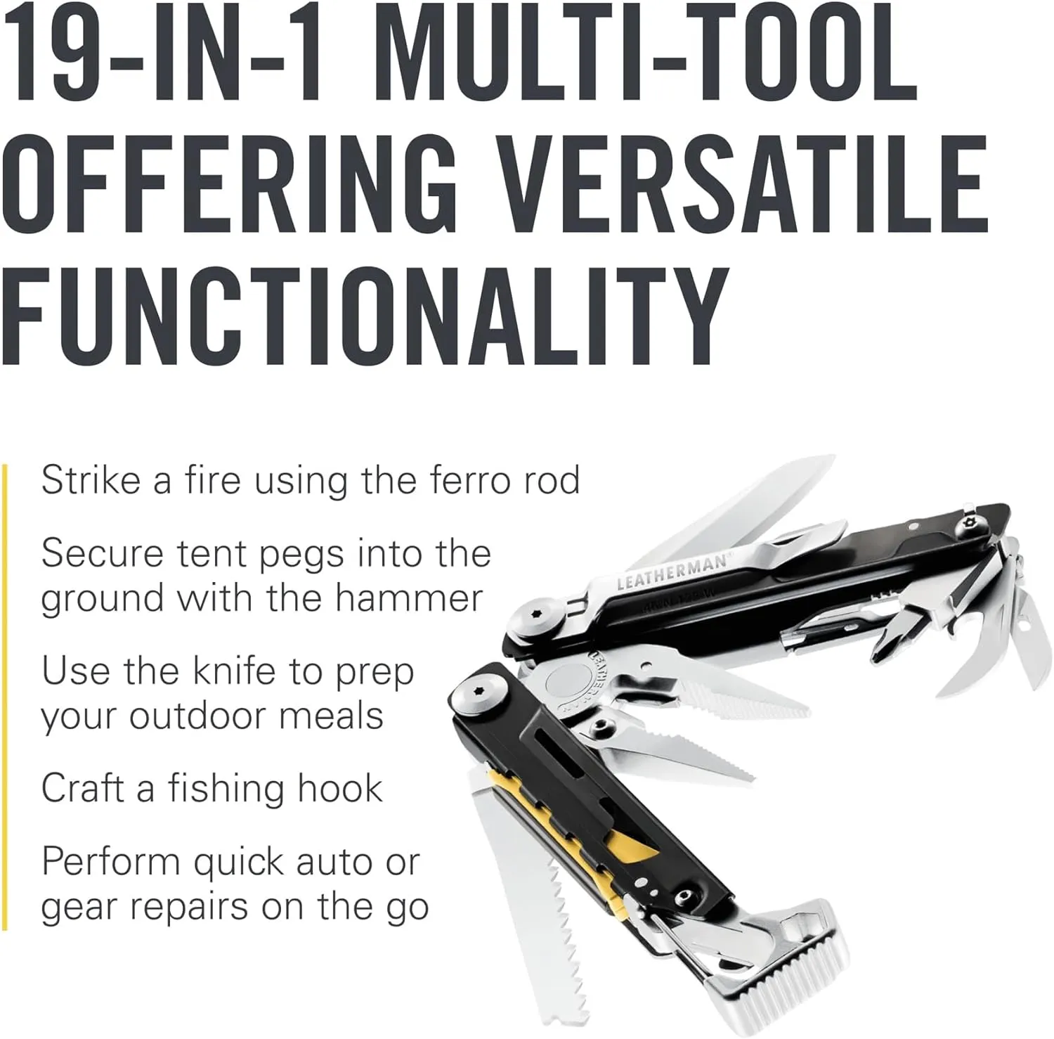 LEATHERMAN, Signal, 19-in-1 Multi-tool for Outdoors, Camping, Hiking, Fishing, Survival, Durable & Lightweight EDC, Made in the USA, Stainless Steel with Nylon Sheath