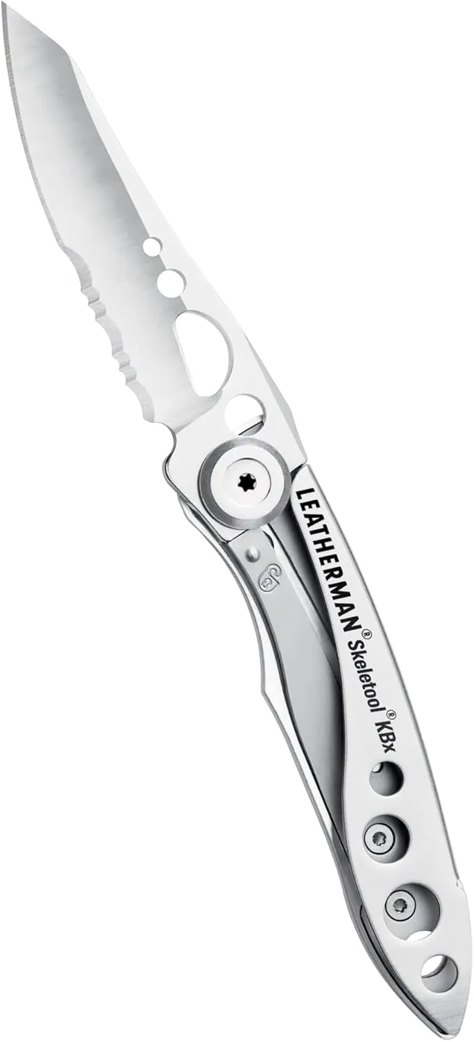 LEATHERMAN, Skeletool KBX Pocket Multitool with Knife and Bottle Opener, Stainless Steel